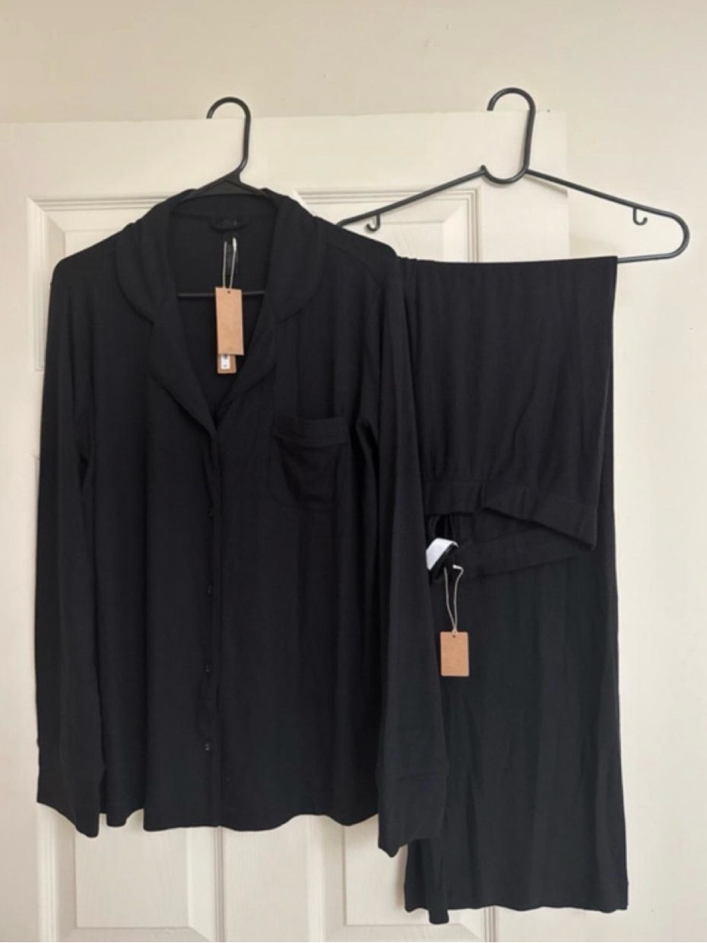 SKIMS soft Black Long-Sleeve Button Pajama Set retail more of $120